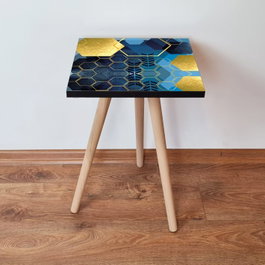 Hanah Home Mesa Auxiliar Shp160 Azul Marino y Dorada